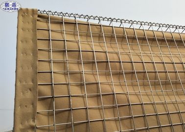 Barreiras defensivas militares soldadas de Hesco da rede de arame com pano do geotêxtil