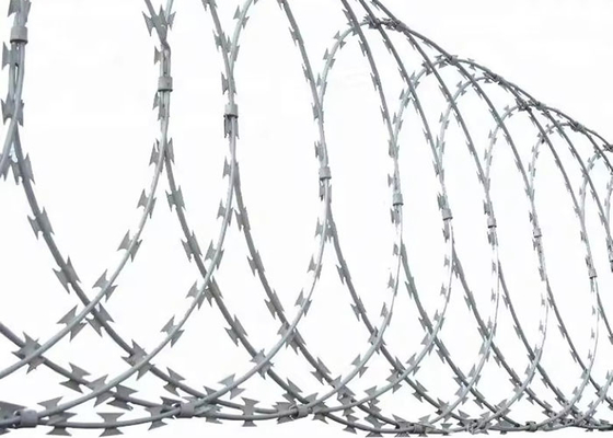 Linha reta espiral e cruz espiral Tipos de vedação de segurança de arame farpado