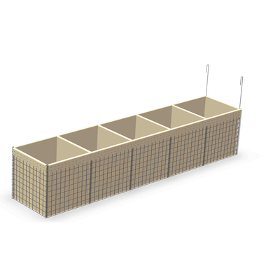 Tecido de geotextil empilhável revestido de verde-oliva ou cor de areia Soldado Gabion Wire Mesh Basket Barriera militar defensiva