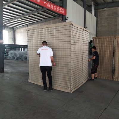 Tecido de geotextil empilhável revestido de verde-oliva ou cor de areia Soldado Gabion Wire Mesh Basket Barriera militar defensiva