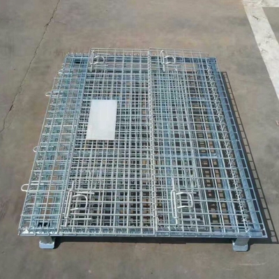 Galvanizado 1200*1000*890mm Retalho de arame elétrico dobrável fechável Transporte Metal Armazenamento Retalho de arame elétrico Pallet Cage