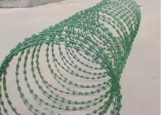 Single Coil Concertina Razor Barbed Wire Barbed Dark Green Wire De Ferro Pintado