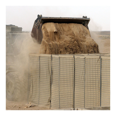 O furo de quadrado 3x3 avança a areia da solda que enche o gabion defensivo do hesco da barreira