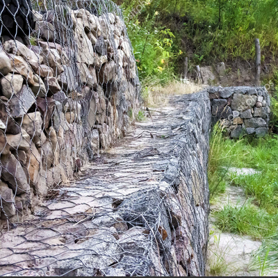 resistência do tempo de 100mmx120mm Mesh Galvanized Hexagonal Gabion Basket