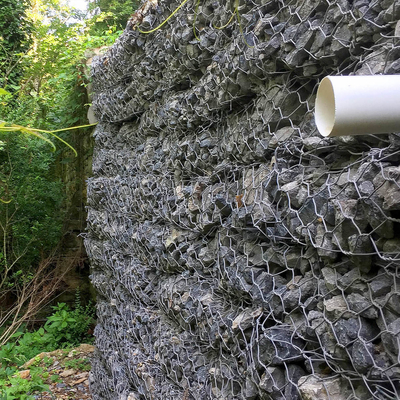 gaiola sextavada de Gabion do fio da caixa 3.05mm de 80*100mm Galfan Gabion para a parede de retenção