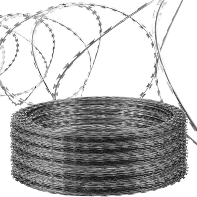Concertina de aço inoxidável travada Flat Warp BTO-22 Razor Barbed Wire Fence para Airport Fence