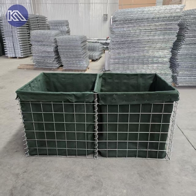 Pesado 3 polegadas de malha buraco Gabion Basket MIL1 1.37M Alto Hesco Barreira Soldada Gabion caixa revestida com tecido geotêxtil