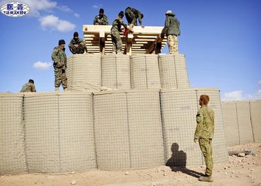 Parede militar da areia da barreira de Brown Hesco, parede de retenção das cestas de Gabion