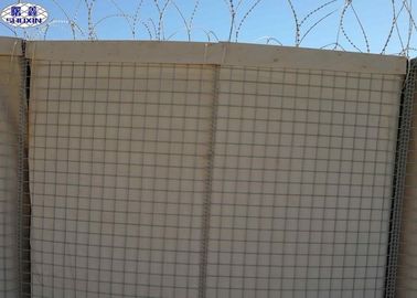 Barreiras militares da parede de Gabion enchidas com a areia ou as rochas