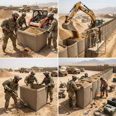 Barreiras de areia militar de grande porte