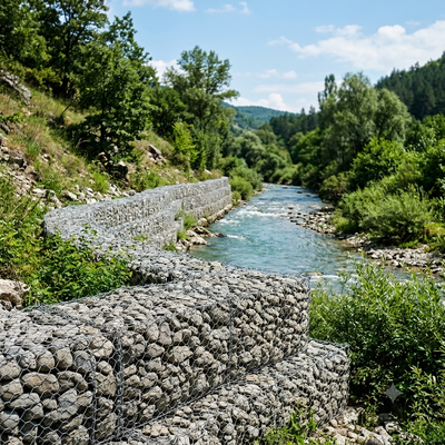 Cestas tecidas hexagonais de Gabion revestidas de PVC para muro de contenção
