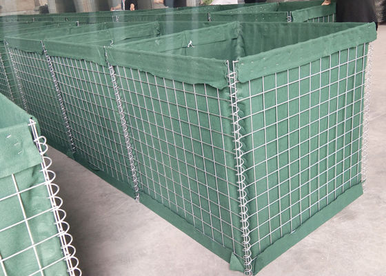 o geotêxtil do verde 300g alinhou a rede de arame defensiva da barreira 4.0mm de Hesco