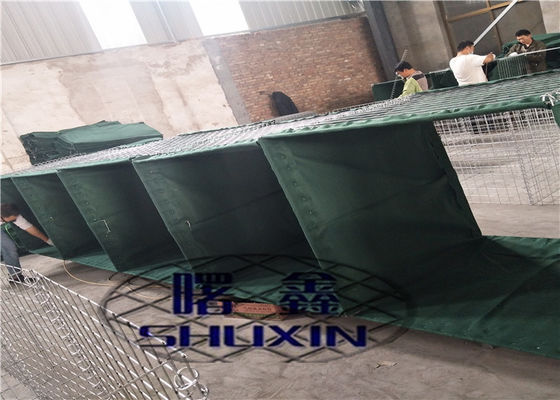 A areia enchida galvanizou a parede mil. 7 da barreira de Hesco da caixa de Gabion