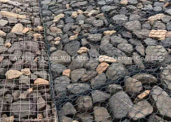 o Pvc de 2.0mm revestiu cestas tecidas proteção de Gabion da ponte