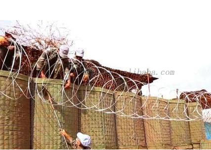 Barreira militar do HDG da inundação de aço da parede da areia do bastião com geotêxtil