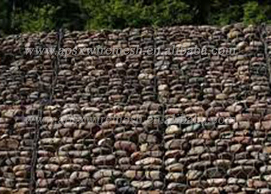 A pedra tecida da caixa da parede de retenção da rede de arame 2.0mm Gabion encheu-se