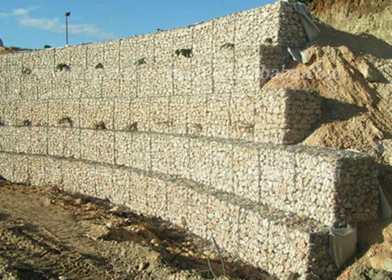 Gaiolas galvanizadas da parede de Gabion do controle da erosão do mergulho quente