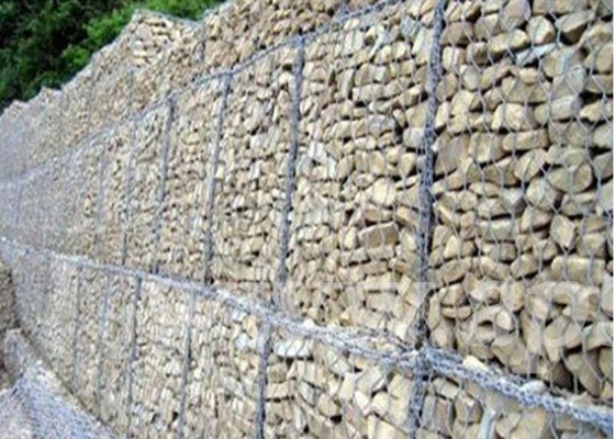 O Pvc revestiu pedra sextavada a rede enchida da proteção de Gabions Rockfall
