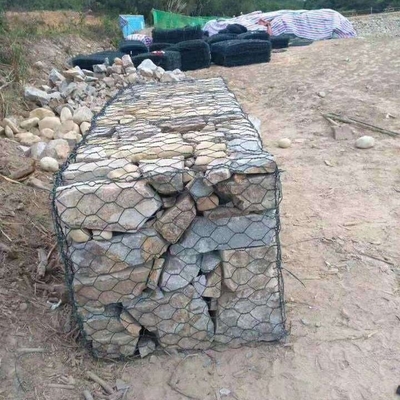 gaiola de pedra do fio sextavado de 2mx1mx1m Gabion Mesh Basket Galvanized Double Twist