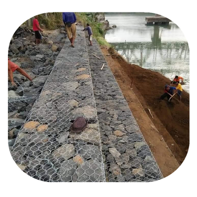 o Pvc das cestas de 80x100mm 2x1x1 4mm Gabion revestiu Galfan zinco de 260 G/M revestido