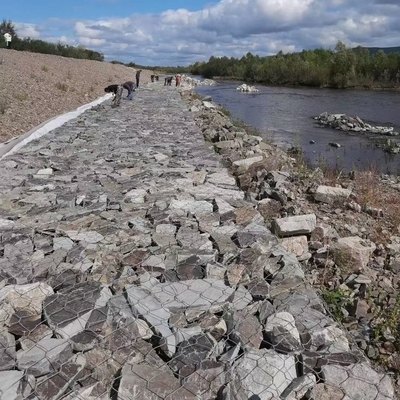 Cesta da oxidação 2m Gabion do controlo de cheias rede de arame sextavada da anti