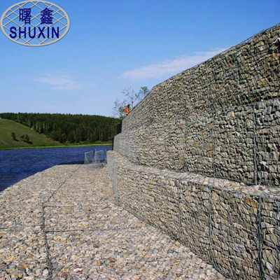 Projeto de Galfan 2*1*1 M Gabion Wire Mesh Boxes Hexagon Retaining Wall